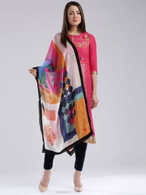 

W Multicoloured Printed Dupatta, Multi