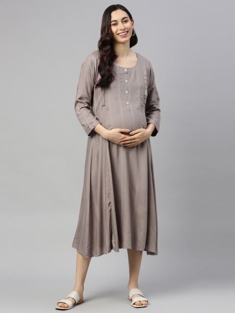 

GOLDSTROMS Grey Maternity A-Line Midi Dress