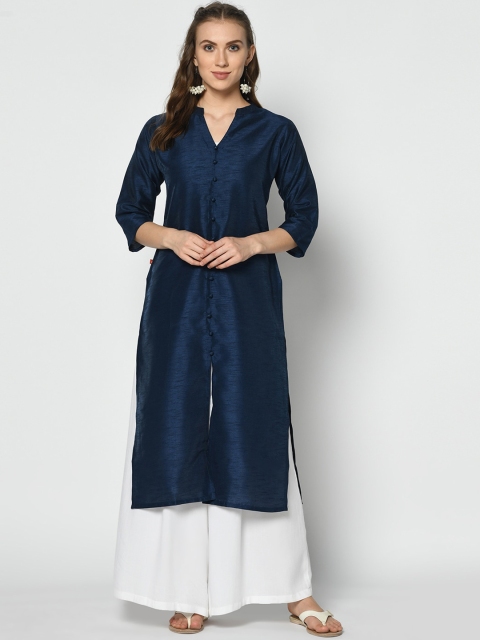 

TRUNDZ Women Navy Blue Solid Kurta