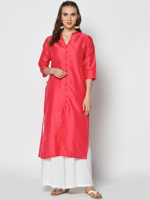 

TRUNDZ Women Pink Solid Straight Kurta