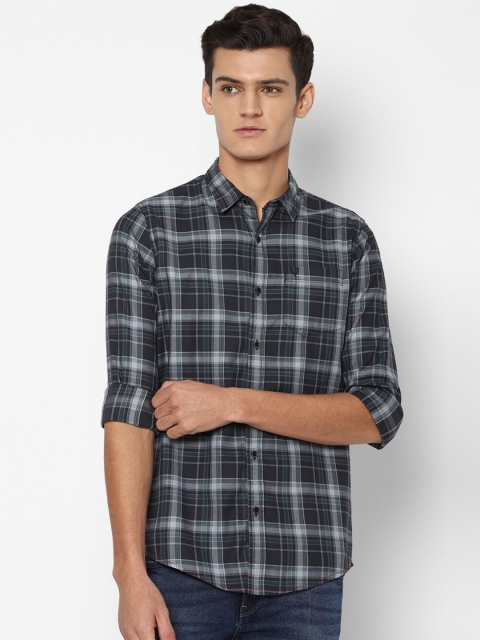 

Allen Solly Sport Men Black Tartan Checks Checked Cotton Casual Shirt