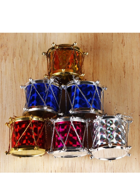 

Ferns N Petals Pack of 12 Christmas Tree Hanging Small Drum, Blue