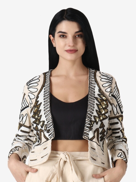 

Diwaah Women White & Gold-Toned Embellished Co-Ord Set