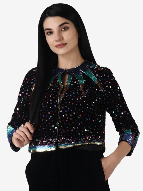 

Diwaah Women Black Embellished Velvet Clothing Set