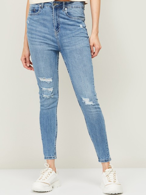 

Ginger by Lifestyle Women Blue Mildly Distressed Light Fade Jeans