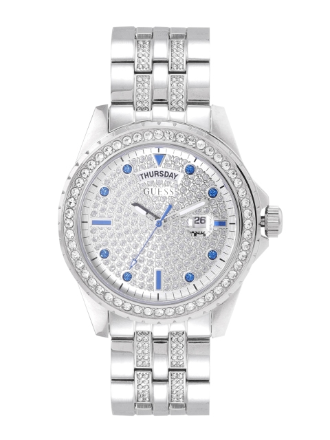 

GUESS Men Silver-Toned Embellished Dial & Silver Toned Straps Analogue Watch GW0218G1