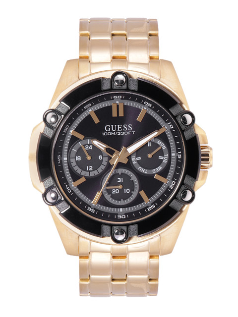

GUESS Men Black Dial & Gold-Toned Stainless Steel Bracelet Style Analogue Watch GW0210G1
