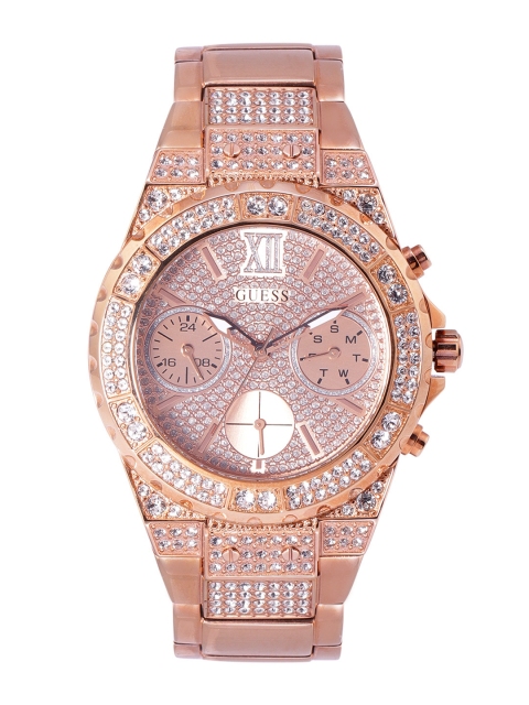 

GUESS Women Rose Gold-Toned Embellished Dial & Bracelet Straps Analogue Watch GW0037L3