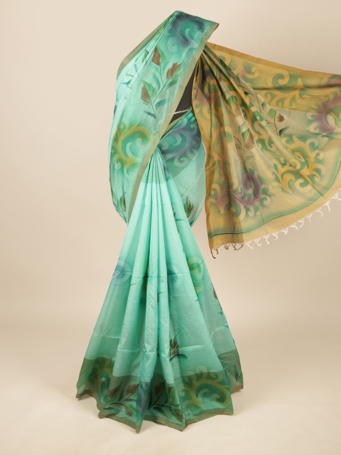 

Pothys Green & Yellow Floral Pure Cotton Saree