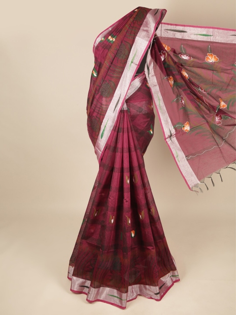 

Pothys Magenta & Green Floral Pure Cotton Saree