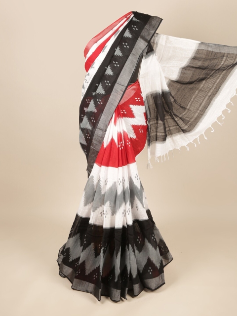 

Pothys Red & White Printed Zari Saree