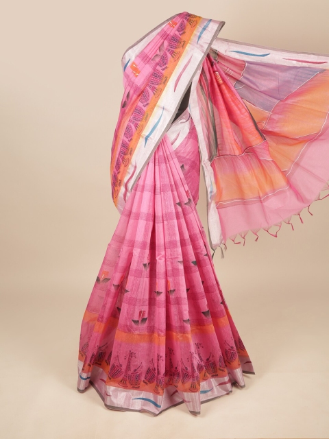 

Pothys Pink & Orange Printed Pure Cotton Saree