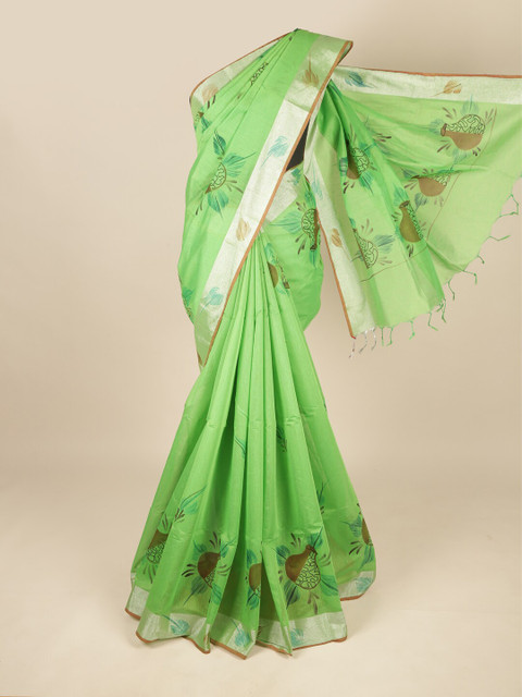 

Pothys Green & Brown Ethnic Motifs Pure Cotton Saree