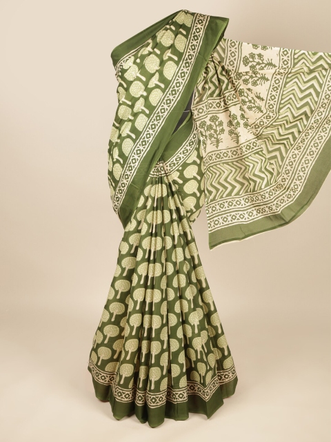 

Pothys Green & Cream-Coloured Pure Cotton Saree