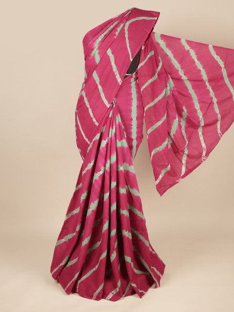 

Pothys Magenta & Green Tie and Dye Pure Cotton Saree
