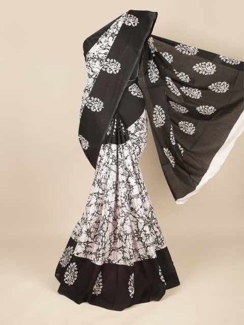 

Pothys Off White & Black Batik Pure Cotton Saree