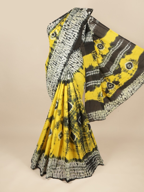 

Pothys Yellow & Green Tie and Dye Pure Cotton Saree