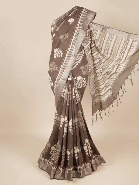 

Pothys Brown & Off White Linen Blend Saree