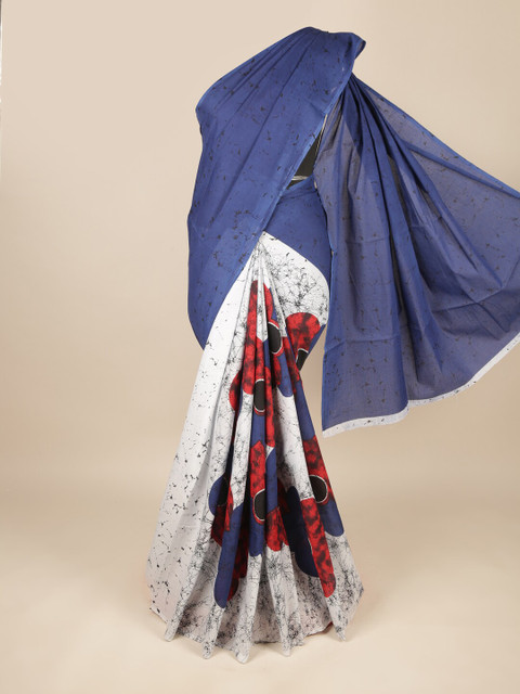 

Pothys Blue & White Pure Cotton Saree