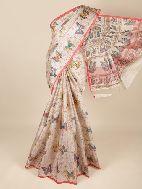 

Pothys Cream-Coloured & Red Ethnic Motifs Pure Cotton Saree
