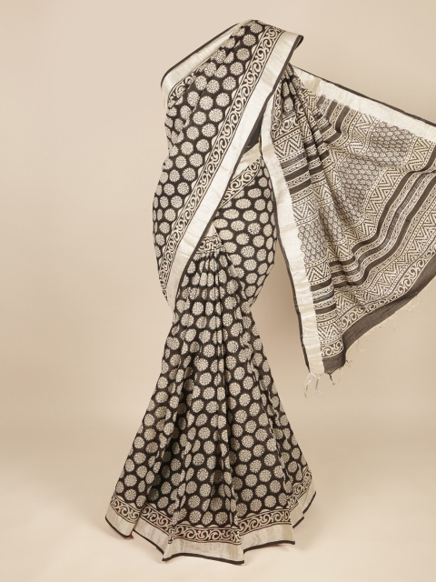 

Pothys Black & Cream-Coloured Floral Saree