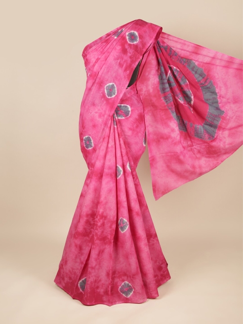 

Pothys Pink & Grey Tie and Dye Pure Cotton Saree