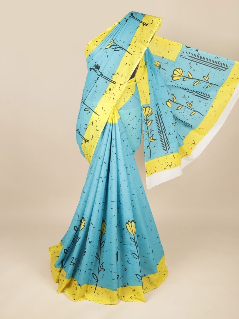 

Pothys Blue & Yellow Floral Pure Cotton Saree