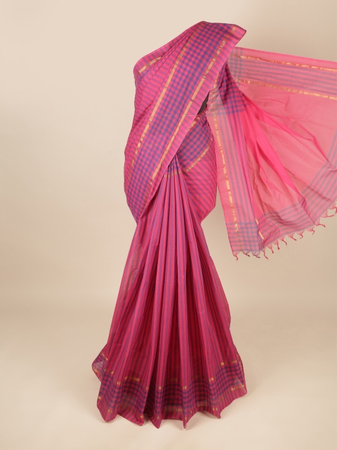

Pothys Pink & Violet Striped Zari Pure Cotton Saree