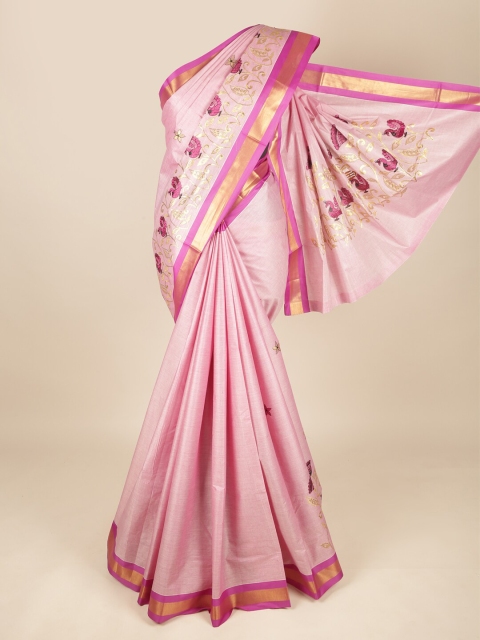 

Pothys Pink & Gold-Toned Pure Cotton Saree