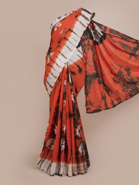 

Pothys Orange & White Tie and Dye Pure Cotton Saree