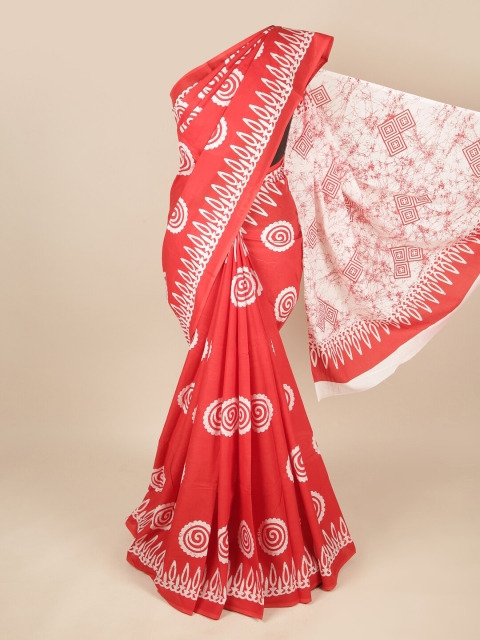 

Pothys Red & White Batik Pure Cotton Saree