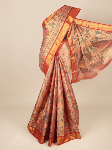 

Pothys Red & Green Ethnic Motifs Zari Pure Cotton Saree