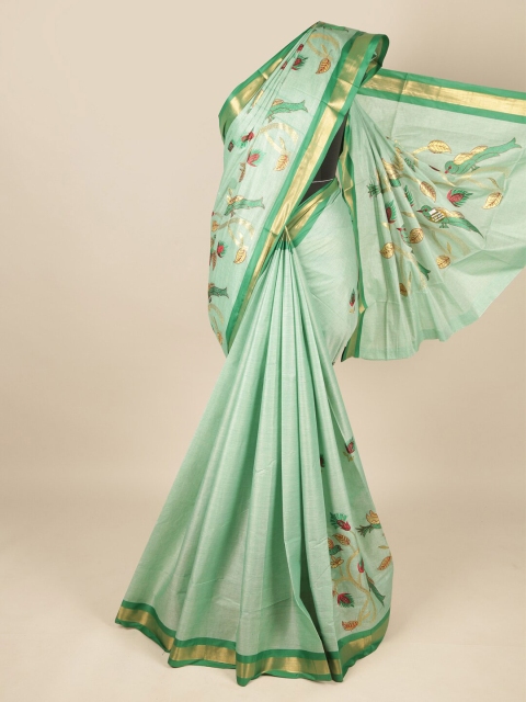 

Pothys Green & Red Pure Cotton Saree