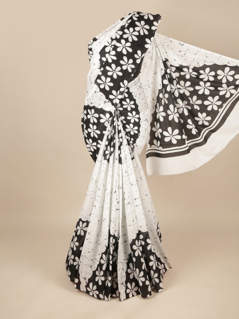 

Pothys Black & White Floral Pure Cotton Saree