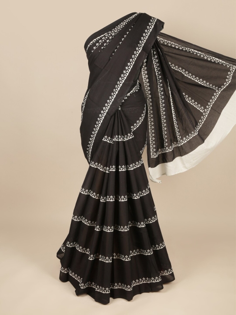 

Pothys Black & White Ethnic Motifs Pure Cotton Saree