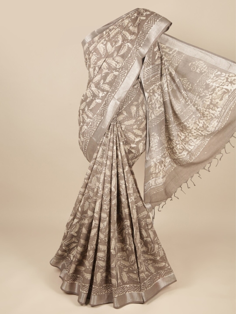 

Pothys Grey & Beige Batik Zari Saree
