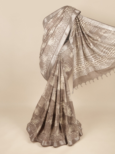 

Pothys Grey & Beige Linen Blend Saree