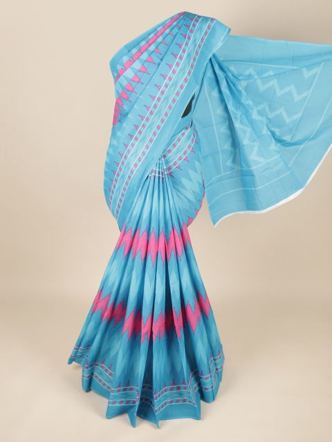 

Pothys Blue & Pink Printed Pure Cotton Saree