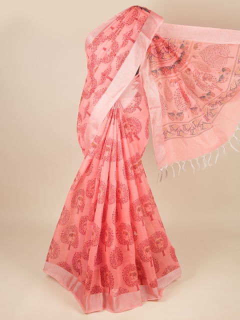 

Pothys Pink & Blue Floral Pure Cotton Saree