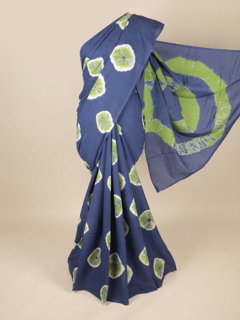 

Pothys Navy Blue & Green Tie and Dye Pure Cotton Saree