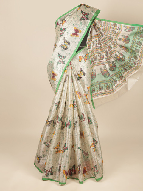 

Pothys Cream-Coloured & Yellow Floral Pure Cotton Saree