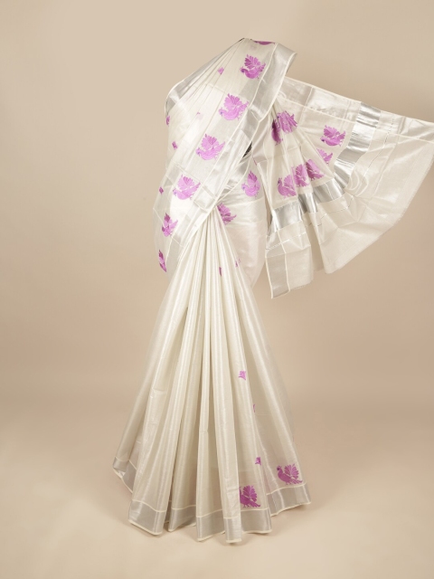 

Pothys Silver-Toned & Cream-Coloured Ethnic Motifs Pure Cotton Saree