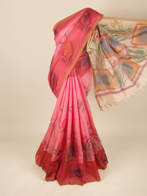 

Pothys Pink Floral Pure Cotton Saree
