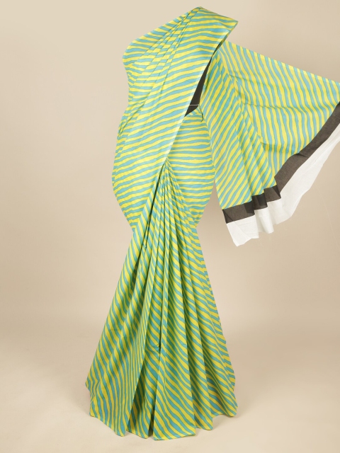 

Pothys Yellow & Green Leheriya Pure Cotton Saree