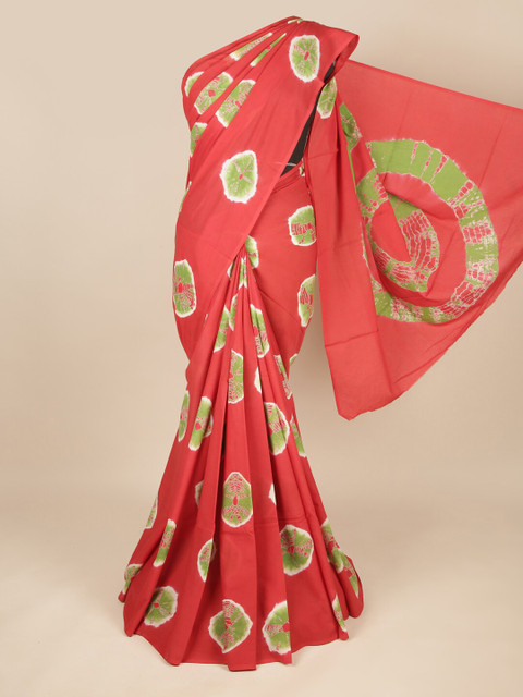 

Pothys Red & Green Tie and Dye Pure Cotton Saree
