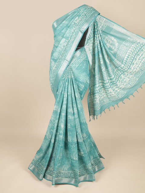 

Pothys Blue & White Floral Zari Saree