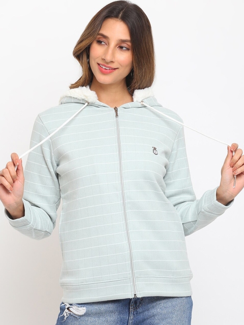 

Her Grace Women Blue Striped Sweatshirt
