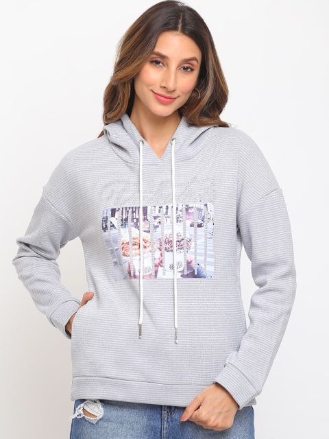 

Her Grace Woman Grey Printed Hooded Sweatshirt