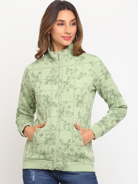 

Her Grace Women Green Printed Fleece Sweatshirt