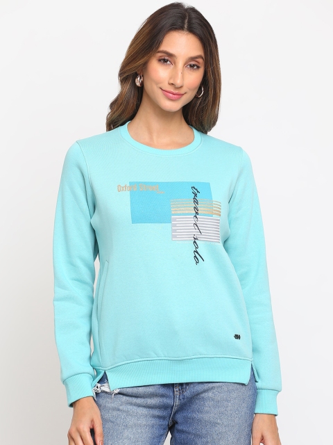 

Her Grace Women Turquoise Blue Printed Sweatshirt